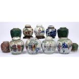 Group of ginger jars Chinese, 19th/20th Century including famille rose, blue and white and
