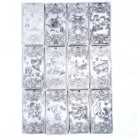 Set of twelve white metal ingots/pendants Chinese, early 20th Century each with five clawed dragon