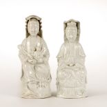 Blanc de chine Dehua moulded figure of a standing Guanyin Chinese, 19th Century and another similar,