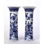 Pair of blue and white porcelain gu form vases Chinese, 19th Century each with a fence design and