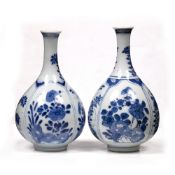 Two small Chinese bottle vases Chinese Kangxi (1662-1722) each of panelled design with rockwork,