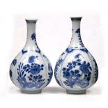 Two small Chinese bottle vases Chinese Kangxi (1662-1722) each of panelled design with rockwork,