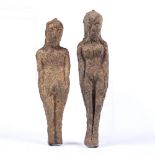 Shaman's indigenous tribal healing figures Cambodian male and female, 16.5cm and 15cm high