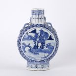 Blue and white moon vase Chinese, 19th Century each side painted with a river landscape, 26cm high