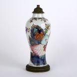 Tobacco leaf vase Chinese, 18th Century of baluster form, with pink and blue flowers, later