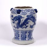 Blue and white vase Chinese, 19th Century the decoration to the body depicting two dragons chasing a
