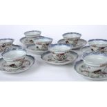 Set of eight tea bowls and saucers Chinese, 18th Century painted in famille rose palette