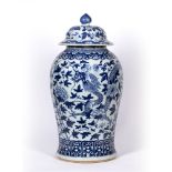 Blue and white baluster vase Chinese, 19th Century decorated to the body with dragons and leafy