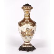 Large Satsuma vase Japanese, 19th Century fitted as a table lamp, the vase well decorated with