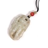 Jade pendant Chinese, 19th Century in the form of finger citron, Foshau, 5.5cm long