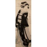 Japanese woodblock print 'Standing Geisha' late 19th Century, 73cm x 24cm