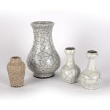 Four crackleware vases Chinese with cream glaze, including a pair, largest 20cm high (4)