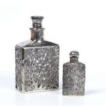 Export silver perfume bottle Chinese, 19th Century decorated with pierced stylised bamboo against