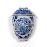 Blue and white porcelain wall pocket Chinese, late 19th Century having a palmette painted rim and