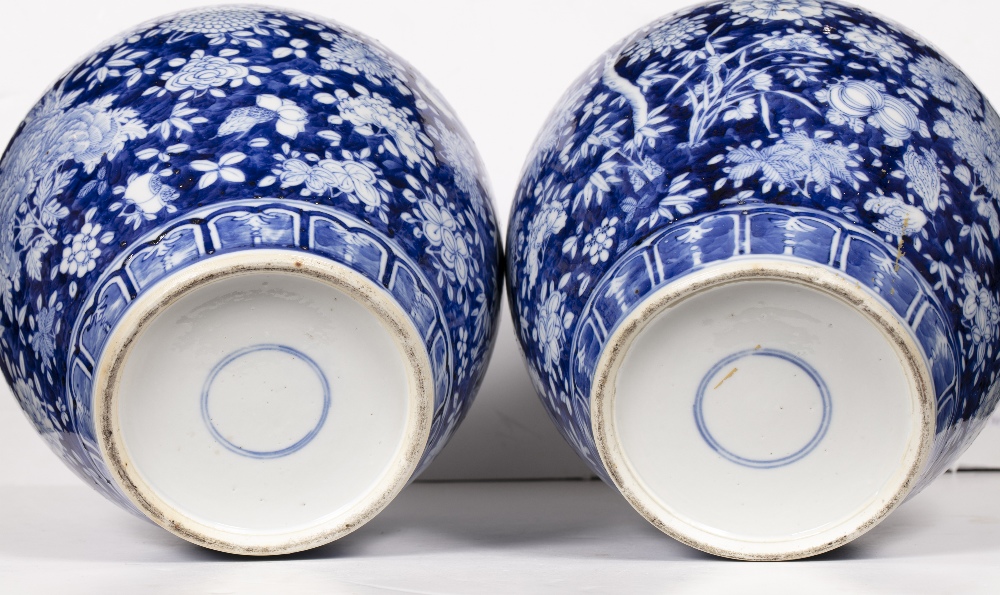 Pair of blue and white jars Chinese, 19th Century decorated citrus fruit (Buddhist hand) and - Image 3 of 5