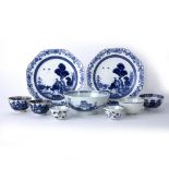 Pair of blue and white porcelain plates Chinese, early 19th Century each painted in the 'buffalo'