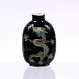 Famille noire porcelain snuff bottle Chinese, 19th Century Daoguang with green scaly dragons to both