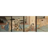 Utagawa Hirosada (Act.1819-1865) 'Four figures' quadriptych, Japanese woodblock prints, each