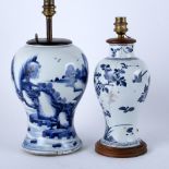 Two blue and white vases Chinese, 19th Century each now fitted as a table lamp, 25cm and 23.5cm