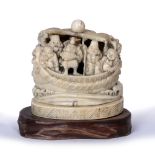 Ivory model of the treasure ship Takarabune Japanese, Meiji period featuring the seven lucky gods,