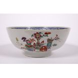 Famille rose bowl Chinese, 19th Century decorated to the body with flowers and precious objects,