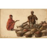 Company School painting Indian, 19th Century watercolour on paper, depicting a trader selling