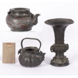 Group of pieces Chinese, 19th Century to include two bronze archaic vases, 21cm and 22cm, two