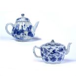 Two blue and white teapots Chinese, 17th Century the first of ribbed form decorated to the body with