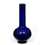 Large blue Peking bottle vase Chinese,19th Century the traditional shaped vase with incised four