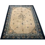 Peking carpet Chinese, circa 1920 ivory ground with stylised blue foliate motifs, 340cm x 270 cm