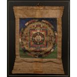 Mandala of Aalokitesvara (Chenrezig) Tibetan 17th/early 19th Century paint and gold leaf on cloth,