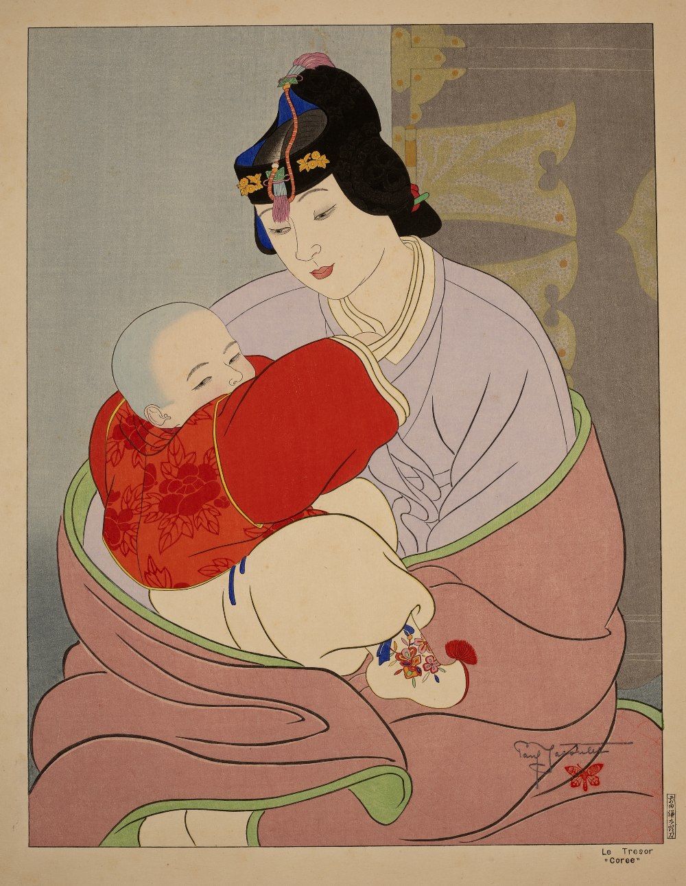 Paul Jacoulet (1896-1960) 'The Treasure, Korea' Japanese woodblock print, signed in pencil lower