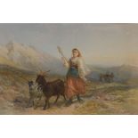 WALTER GOODALL (1830-1889) Shepherdess with goats on a mountain pass, signed and dated 1870,