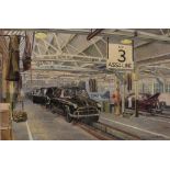 DAVID SHEPHERD (1931-2017) The Morris Oxford No. 3 Assembly Line, Cowley, signed and dated '55,