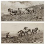 HERBERT DICKSEE (1862-1942) 'The Last Furrow' and 'Against the Wind and Open Sky', a pair, etchings,