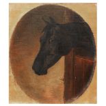 FOLLOWER OF JOHN FREDERICK HERRING (1795-1865) A horse's head at a stable door, oil on canvas laid