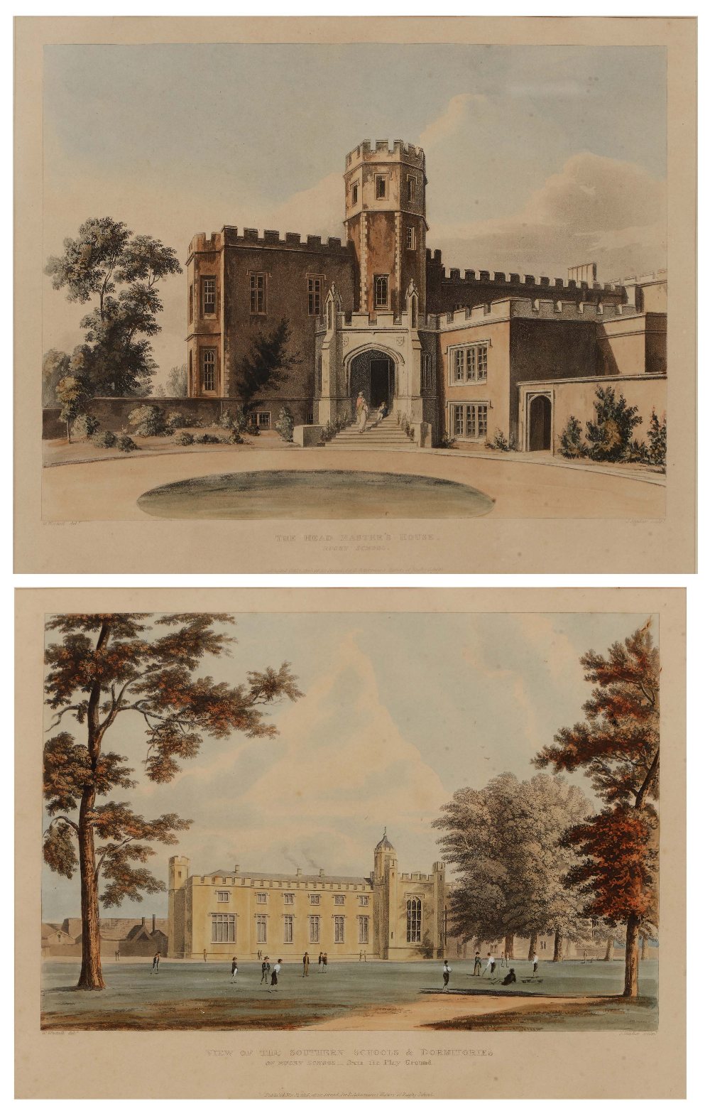 ACKERMANN'S HISTORY OF RUGBY SCHOOL 'The Head Master's House', 'Great School Room of Rugby', 'View