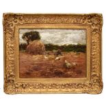 WILLEM MARIS (1844-1910) Ploughed field with chickens, signed, oil on panel, 23 x 31cm