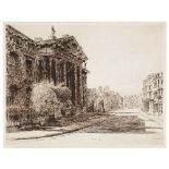 WILLIAM MONK (1863-1937) The Clarendon Building, Broad Street, Oxford, etching, 35 x 45cm; and