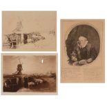 WILLIAM SAYER AFTER J.M.W. TURNER Windmill and Lock, sepia mezzotint from Liber Studiorum, 18 x 25.