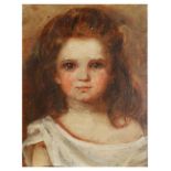 19TH CENTURY ENGLISH SCHOOL Shoulder length portrait of a young girl with long brown hair and