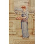 WILLIAM ANSTEY DOLLAND (1858-1929) A classical maiden with spring flowers, signed, watercolour, 35 x