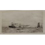 WILLIAM LIONEL WYLLIE (1851-1931) Atlantic Fleet coming into Portsmouth Harbour, etching, pencil