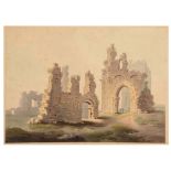 WILLIAM NICHOLSON (1781-1844) Part of the Ruins of Tynemouth Priory from the West, signed and