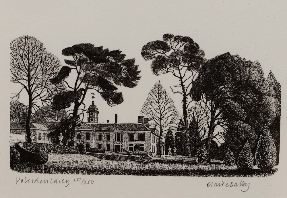 CLAIRE DALBY (b. 1944) 'Polesden Lacey in March 1988', wood engraving, signed, titled and numbered