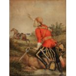 19TH CENTURY ENGLISH SCHOOL A military officer on the charge, watercolour, 34 x 26cm