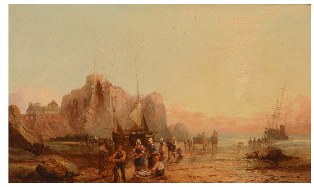 JAMES WEBB (c.1825 - 1895) 'On the Normandy Coast', oil on canvas, 29 x 49cm Prov: With The