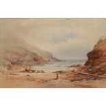 WILLIAM COOK OF PLYMOUTH (act. 1870-1890) A coastal bay with figures tendering to a mast,