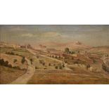 L * SMITH (19TH/20TH CENTURY) View of Jerusalem, signed and dated '05, oil on canvas, 24 x 44.5cm