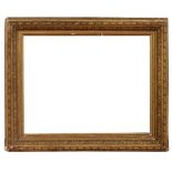 A 19TH CENTURY BARBIZON GILT AND GESSO FRAME with acanthus moulded border and laurel leaf outer